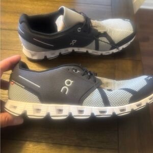 On Running Charcoal and Light Gray Athletic Shoes